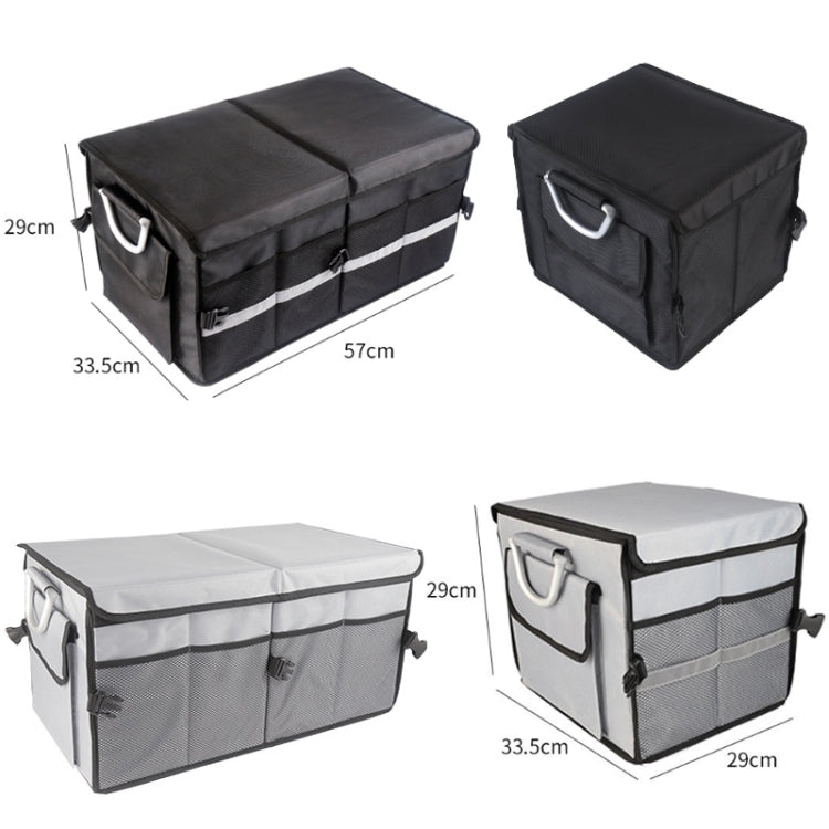 Car Trunk Storage Box Oxford Cloth Folding Organizer With Reflective Strips, Large Gray, Small Gray