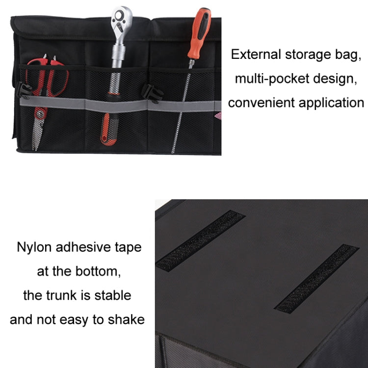 Car Trunk Storage Box Oxford Cloth Folding Organizer With Reflective Strips, Large Gray, Small Gray