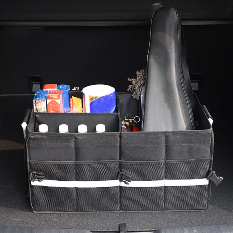 Car Trunk Storage Box Oxford Cloth Folding Organizer With Reflective Strips, Large Gray, Small Gray