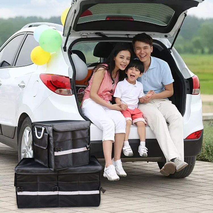 Car Trunk Storage Box Oxford Cloth Folding Organizer With Reflective Strips, Large Gray, Small Gray