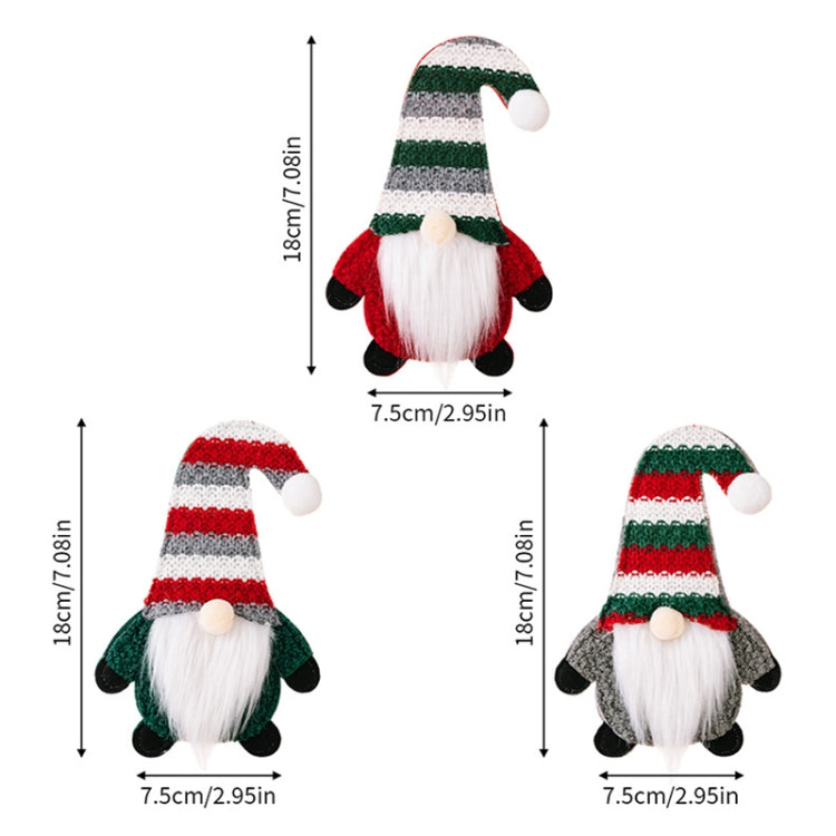 Christmas Table Decoration Cartoon Knitted Striped Knife and Fork Cover, Red, Green, Gray