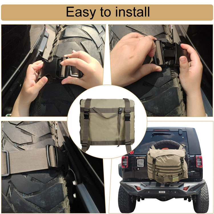 Outdoor Camping Off-road Vehicle Spare Tire Tool Miscellaneous Storage Bag, Black, Khaki