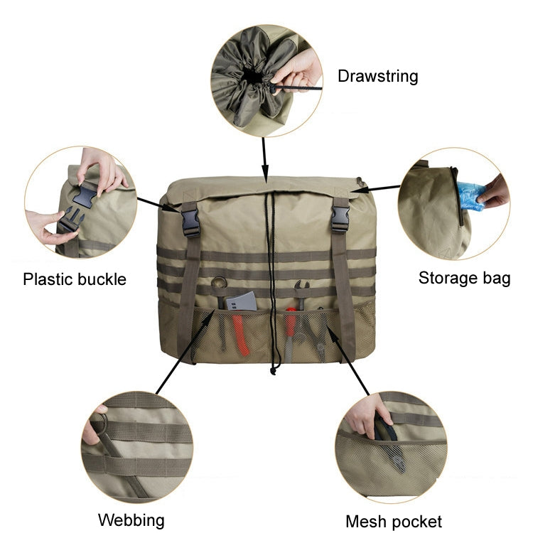Outdoor Camping Off-road Vehicle Spare Tire Tool Miscellaneous Storage Bag, Black, Khaki