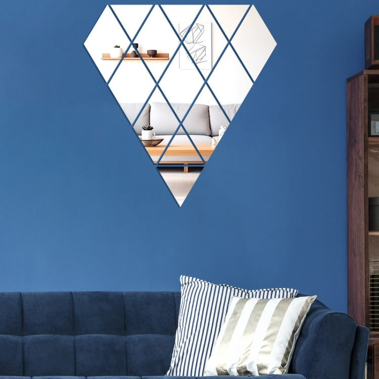14pcs /Set Acrylic Diamond Mirror Stereo Wall Stickers Home Background Wall Decoration, Diamond