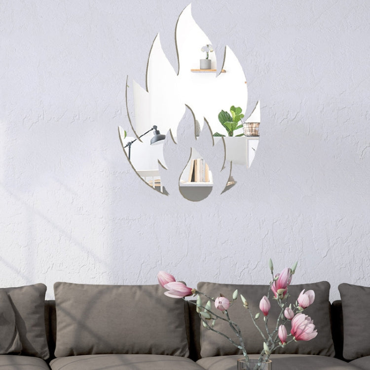 2pcs /Set Acrylic Flame Mirror Stereo Wall Stickers Home Decoration Soft Mirror, Flame