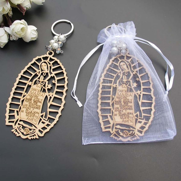 Wooden Sign Religious Baptismal Keychain