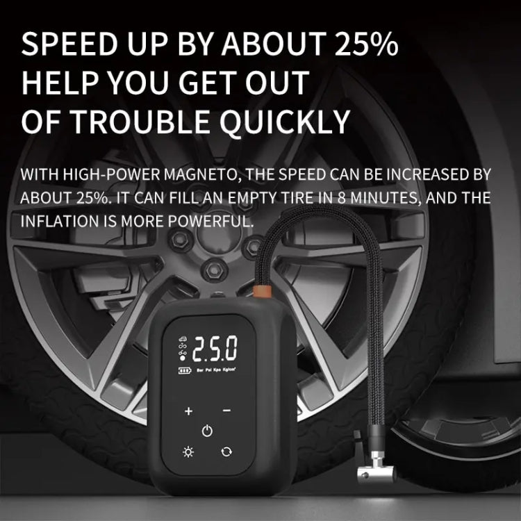 Multifunctional Portable Car Electric Wireless Tire Inflator Pump, Mechanical Button, Touch Screen Button