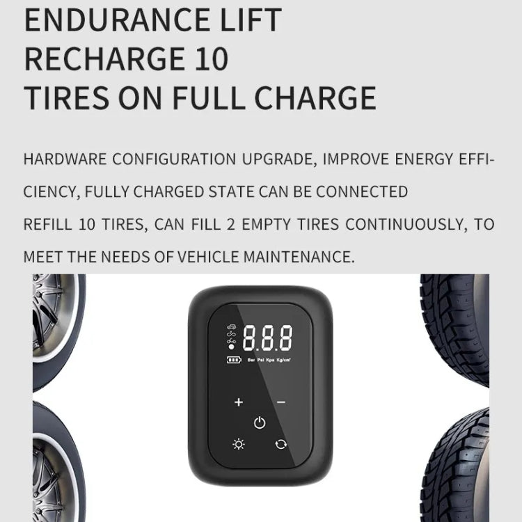 Multifunctional Portable Car Electric Wireless Tire Inflator Pump, Mechanical Button, Touch Screen Button