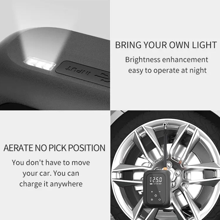 Multifunctional Portable Car Electric Wireless Tire Inflator Pump, Mechanical Button, Touch Screen Button