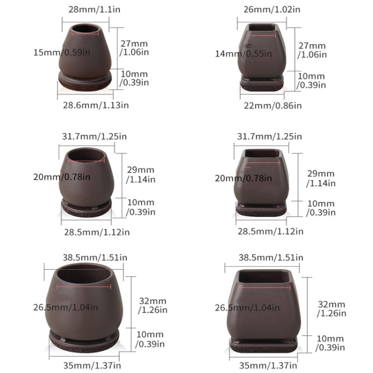 8pcs /Set 15 Degree Tilt Table And Chair Feet One-Piece Shock-Absorbing Protective Cover For Chairs, 0.75 inch, 1 inch, 1.25 inch