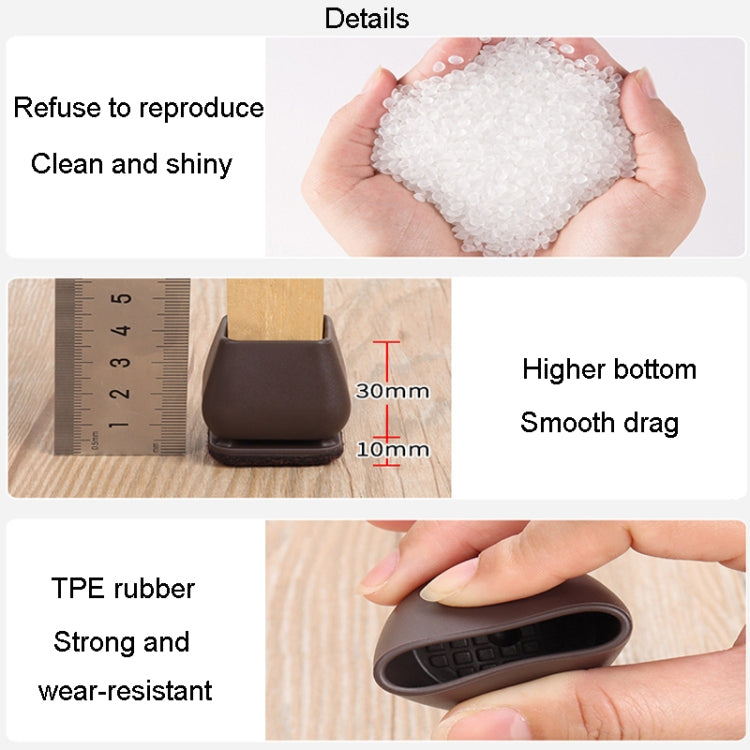 8pcs /Set 15 Degree Tilt Table And Chair Feet One-Piece Shock-Absorbing Protective Cover For Chairs, 0.75 inch, 1 inch, 1.25 inch