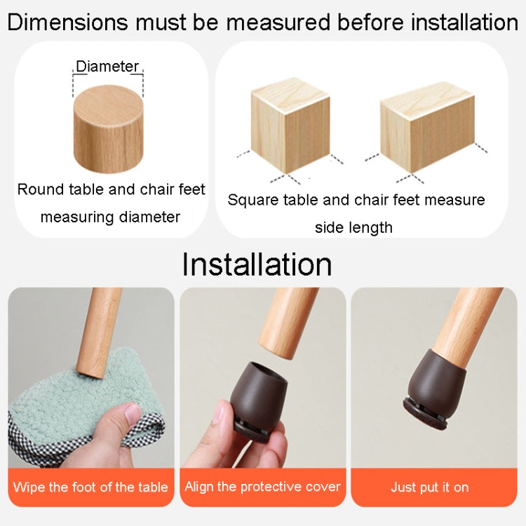 8pcs /Set 15 Degree Tilt Table And Chair Feet One-Piece Shock-Absorbing Protective Cover For Chairs, 0.75 inch, 1 inch, 1.25 inch