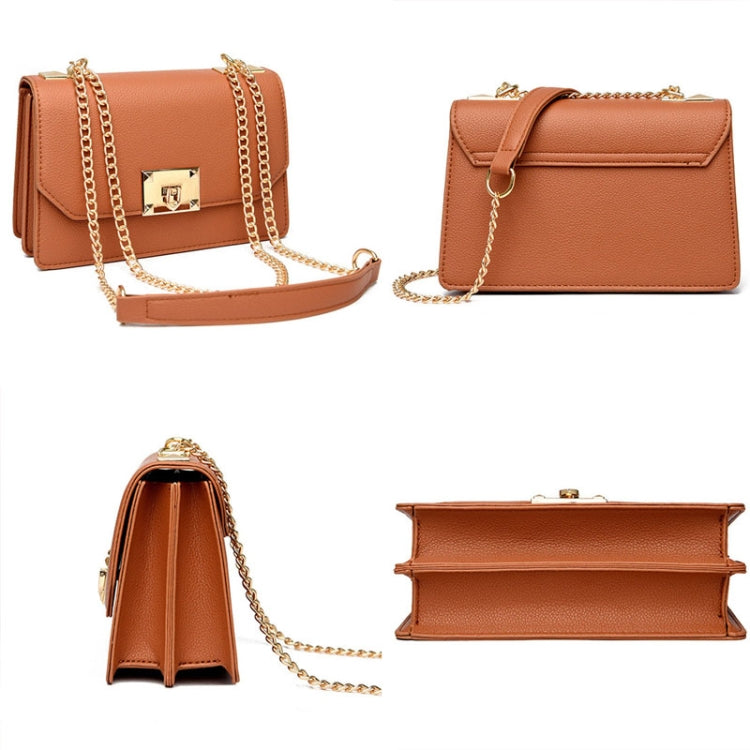 Women Double Compartment Flap Lock Small Square Bag Chain Crossbody Bag