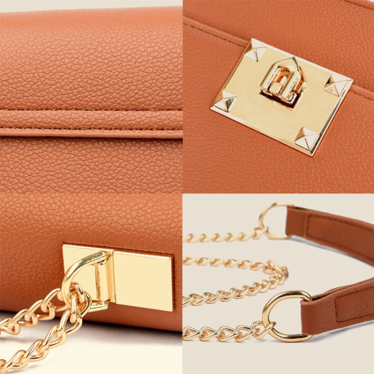Women Double Compartment Flap Lock Small Square Bag Chain Crossbody Bag