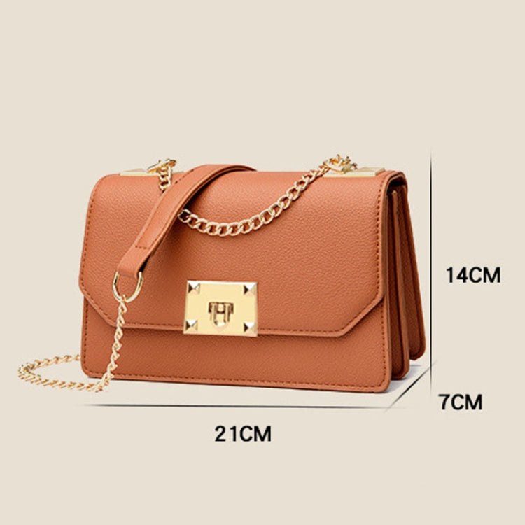 Women Double Compartment Flap Lock Small Square Bag Chain Crossbody Bag