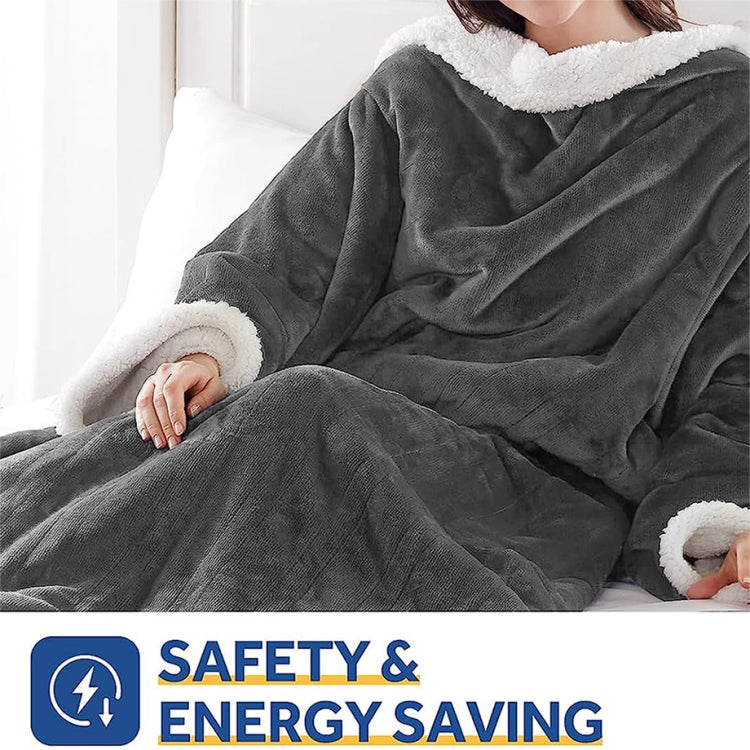 Electric Throw Wearable Heating Blanket Flannel Electric Quilt with Sleeves, 130 x 150cm EU Plug, 130 x 150cm UK Plug, 150 x 180cm EU Plug