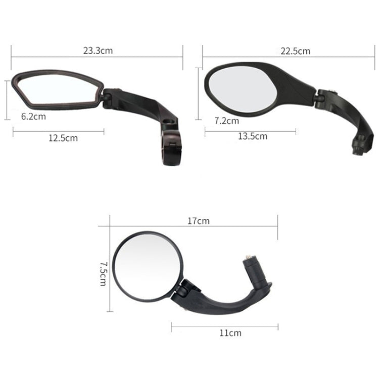 Motorcycle Wide View Rear View Mirror Bicycle Reflector, Square Left, Square Right, Ellipse Left, Ellipse Right, Round Left, Round Right