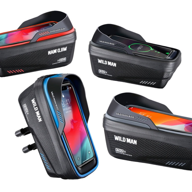 WILD MAN ES12X 1LEVA Hard Shell Bicycle Bag Cycling Phone Touch Screen Front Beam Bag, ES12X (Black), ES12X (Red), ES12X (Grey), ES12X (Blue)
