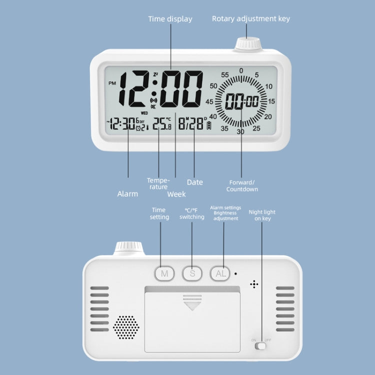 Visual Timer Alarm Clock Dual Display LCD Time Reminder