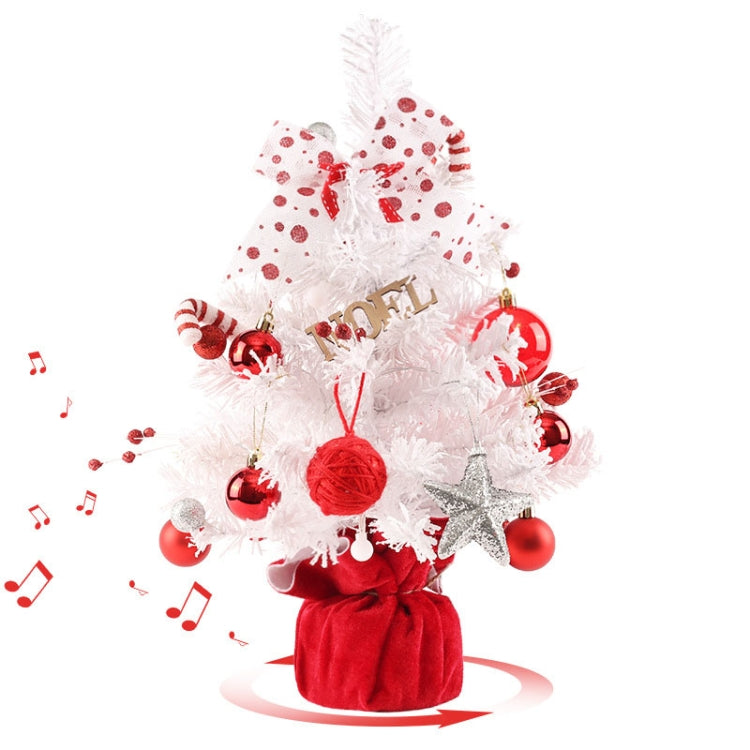 50cm LED Rotating Music Box Desktop Mini Christmas Tree Ornaments Christmas Decorations, 50cm (Red White)