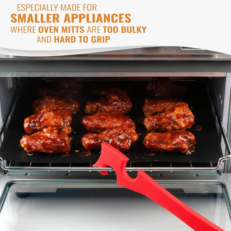 Kitchen Silicone Oven Rack Air Fryer Push Pull Tool with Longer Handle, Small 20 x 2.8cm, Large 28 x 3.8cm