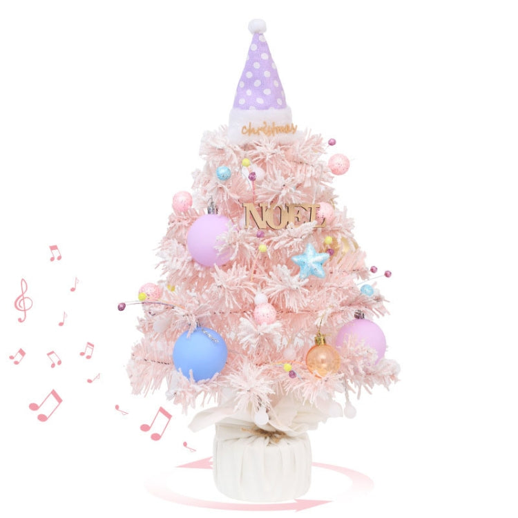 50cm LED Rotating Music Box Desktop Mini Christmas Tree Christmas Decorative Ornaments, 50cm (Macaroon)