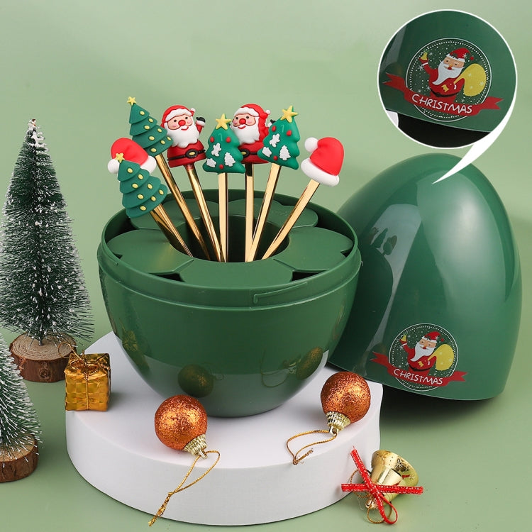 2pcs /Pack Christmas Dessert Fork And Spoon Set Portable Cute Cartoon Tableware, Santa Claus Golden, Christmas Elk Golden, Christmas Snowman Golden, Christmas Small Tree Golden, Christmas Round Tree Golden, Christmas Socks Golden, Christmas Hat Golden ...
