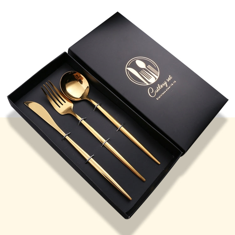 3pcs /Pack Stainless Steel Glossy Mirror Flatware Gift Set, With Knife (Silver), With Knife (Titanium), With Knife (Black Golden), With Chopsticks (Silver), With Chopsticks (Titanium), With Chopsticks (Black Golden)