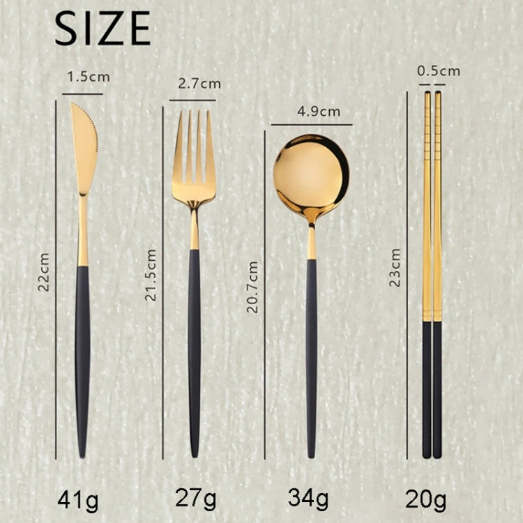 3pcs /Pack Stainless Steel Glossy Mirror Flatware Gift Set, With Knife (Silver), With Knife (Titanium), With Knife (Black Golden), With Chopsticks (Silver), With Chopsticks (Titanium), With Chopsticks (Black Golden)