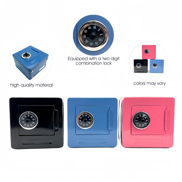 Portable  Metal Password Safe Cash Box Piggy Bank Money Organizer, Password Black, Password Pink, Password  Blue