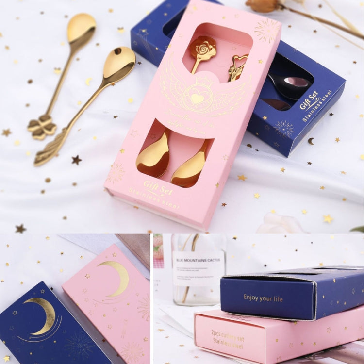 2pcs /Pack Stainless Steel Spoon And Fork Cutlery Set, Silver Spoon+Light Blue Box, Golden Spoon+Light Blue Box, Rose Gold Spoon+Light Blue Box, Colorful Spoons+Light Blue Box, Silver Spoon+Pink Box, Golden Spoon+Pink Box, Rose Gold Spoons+Pink Box    ...