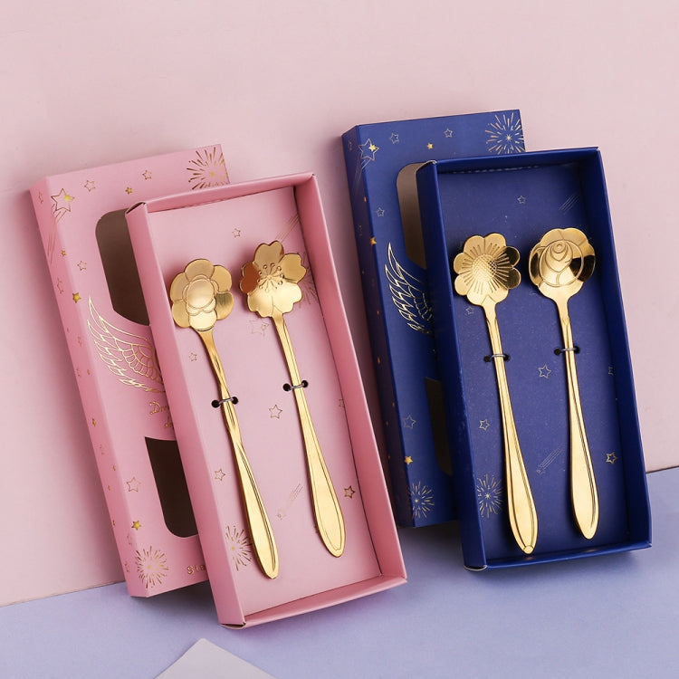 2pcs /Pack Stainless Steel Spoon And Fork Cutlery Set, Silver Spoon+Light Blue Box, Golden Spoon+Light Blue Box, Rose Gold Spoon+Light Blue Box, Colorful Spoons+Light Blue Box, Silver Spoon+Pink Box, Golden Spoon+Pink Box, Rose Gold Spoons+Pink Box    ...