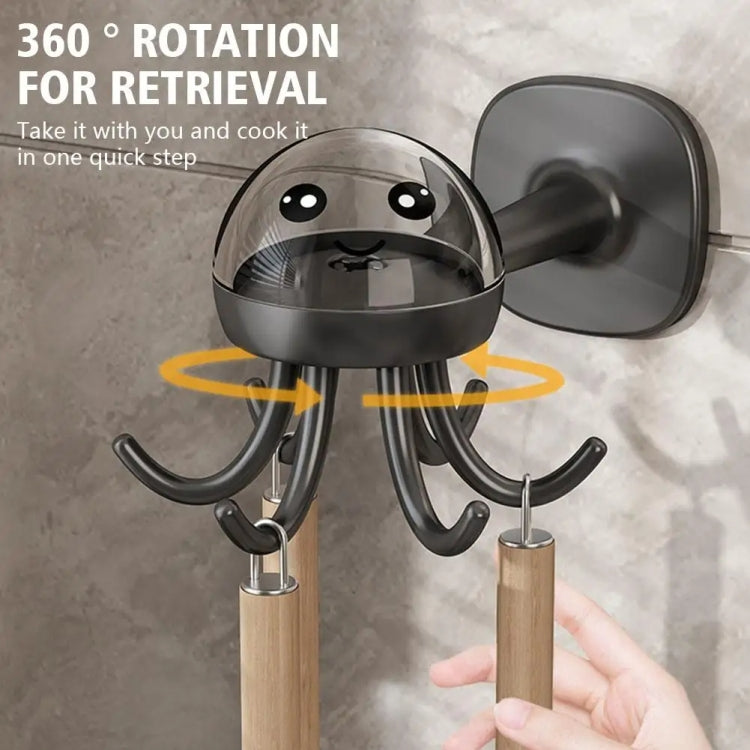 Multifunctional Six-claw 360-degree Rotating Hook Rack Kitchen Storage Seamless Punch-free Hooks