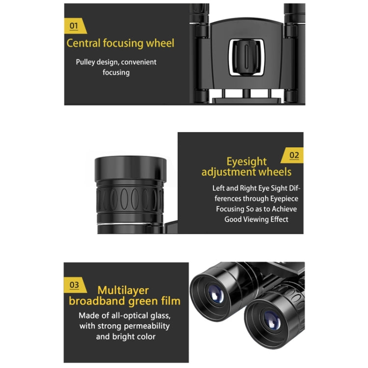 HD Powerful Folding Binoculars for Hunting Outdoor Camping, 200 x 25 Standard, 200 x 25 With Phone Clip, 500 x 25 Standard, 500 x 25 With Phone Clip, 3000 x 22 Standard, 3000 x 22 With Phone Clip