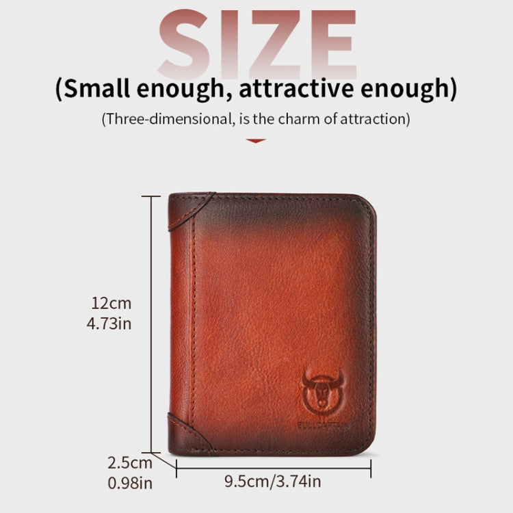 Bull Captain Men Wallet First-layer Cowhide Coin Clip RFID Retro Vertical ID Holder
