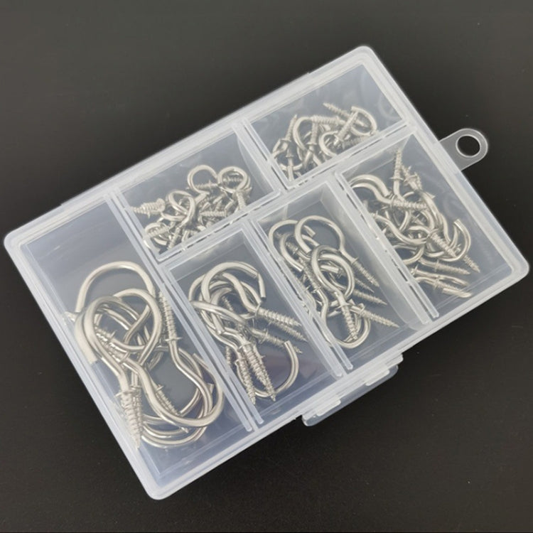 75pcs /Box Screw-in Ceiling Hook Set Home Storage Wall Cup Hook Lamp Hook