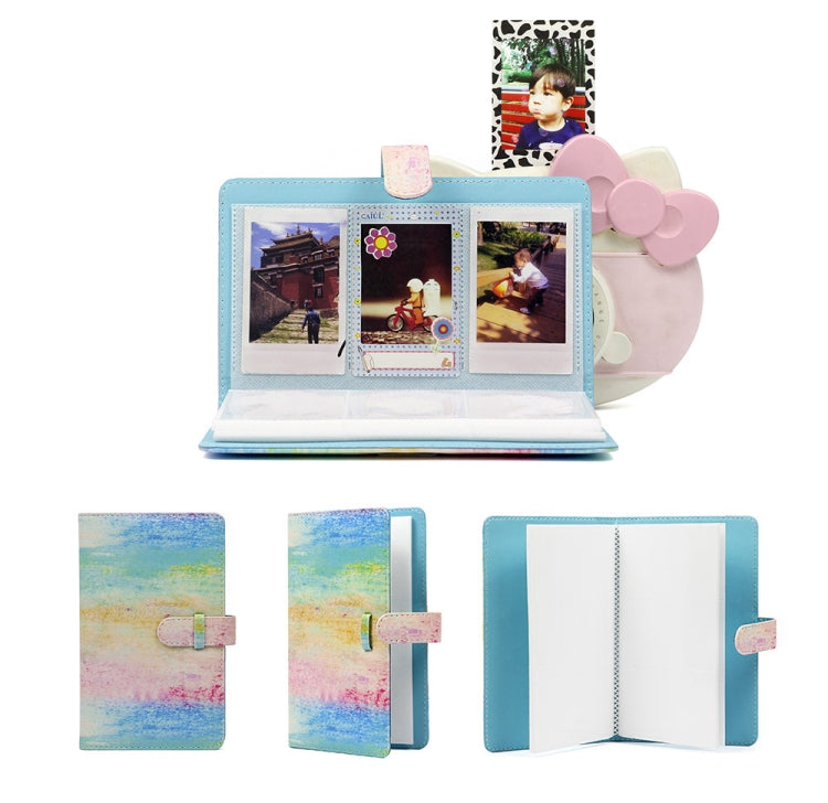 For Polaroid Mini11 3 Inch PU Photo Album Bank Card Stamp Storage Album, Oil Album, Fairy Palm Firebird, Watermelon Pink, Pink Bottom Rose, Blue Bottom Rose