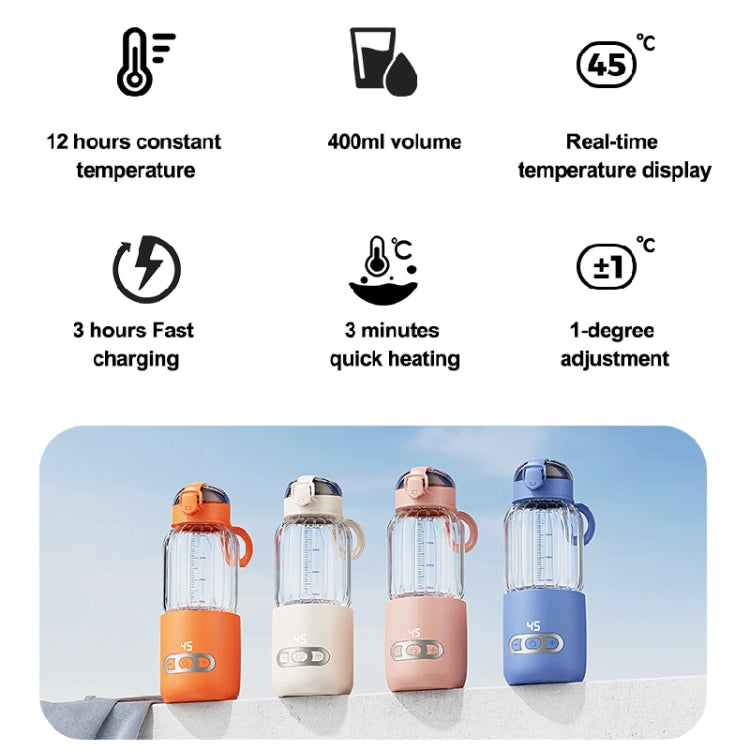 400ml  Wireless Instant Water Warmer Electric Kettle For Baby Formula With 15000 MAh Battery Capacity, 400ml 15000 MAh (Pink)