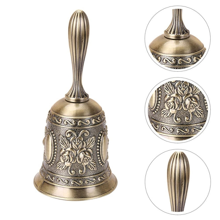Rose Hand Shaking Bells Metal Crafts Ornaments Bar Bells, Tin, Bronze, Golden