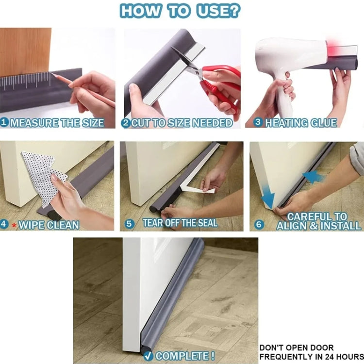 Door Bottom Seal Strip Door Seam Soundproof Windproof Sticker Door Foot Down Gap Self-Adhesive Blocking Strip, Unilateral Brown, Unilateral Black, Unilateral Gray