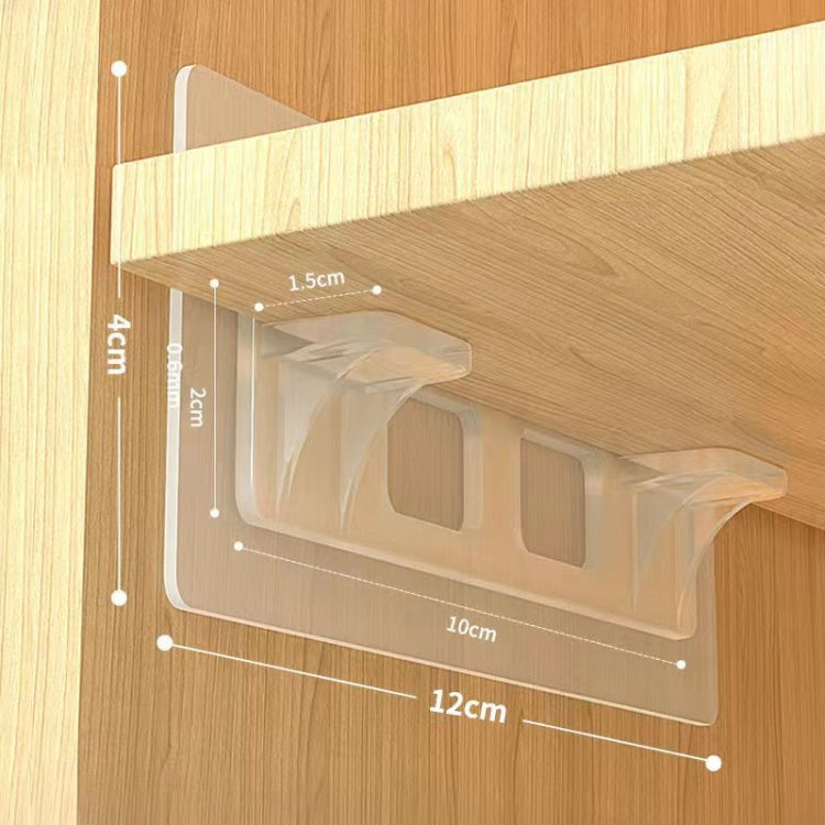 5pcs Adhesive Shelf Support Plastic Closet Cabinet Shelf Support Clip Punch Free Wall Hanger Sticker, Long Double Row Partition Tray