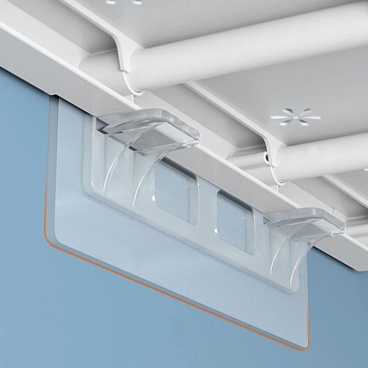 5pcs Adhesive Shelf Support Plastic Closet Cabinet Shelf Support Clip Punch Free Wall Hanger Sticker, Long Double Row Partition Tray