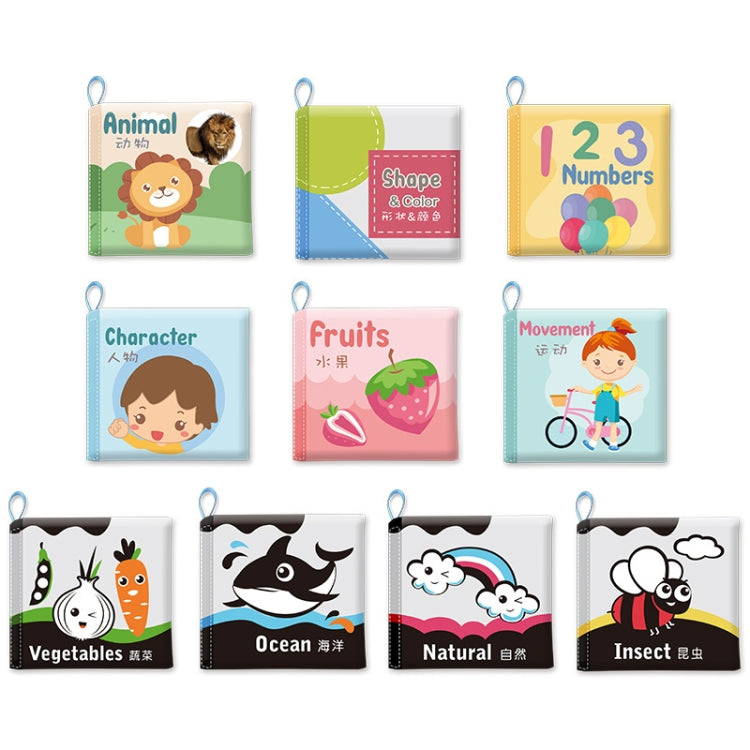 Baby Cloth Book Tear-proof Rustle Sound Quiet Books For Kids, Number, Black Red Transportation, Black and White Shape, Black and Red Animal, Farm Animals, Animal Cognition, Polar Animal, Number Cognition, Fruit Cognition, Transportation