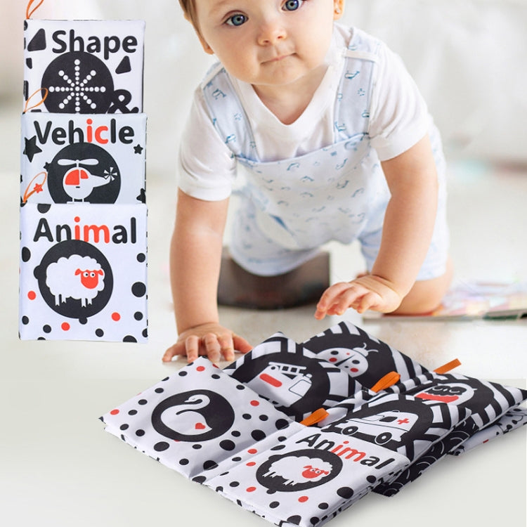 Baby Cloth Book Tear-proof Rustle Sound Quiet Books For Kids, Number, Black Red Transportation, Black and White Shape, Black and Red Animal, Farm Animals, Animal Cognition, Polar Animal, Number Cognition, Fruit Cognition, Transportation