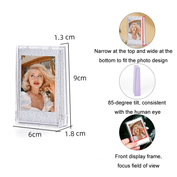 3 inch Ice Cream Glitter Photo Box Celebrity Photo Card Storage Box For Polaroids, Transparent, Pink, Purple, Blue, Green