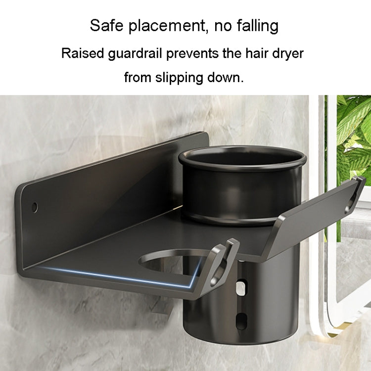 Bathroom Hair Dryer Rack Wall Mounted Soap Toiletries Shelf, With Hair Dryer Rack (White), With Hair Dryer Rack (Black), With Cup (White)