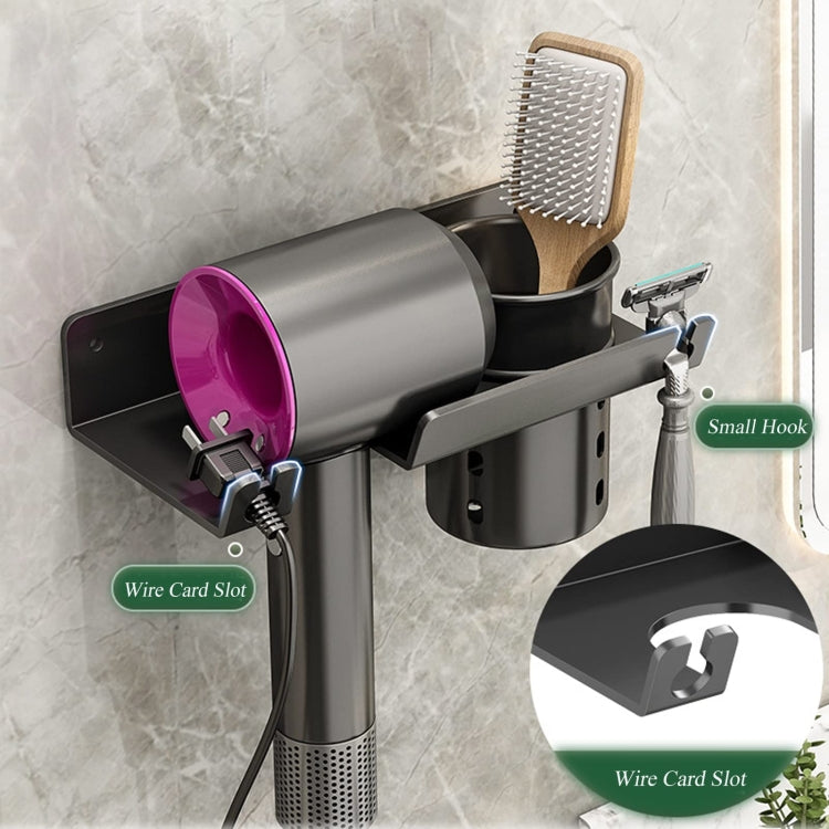 Bathroom Hair Dryer Rack Wall Mounted Soap Toiletries Shelf, With Hair Dryer Rack (White), With Hair Dryer Rack (Black), With Cup (White)