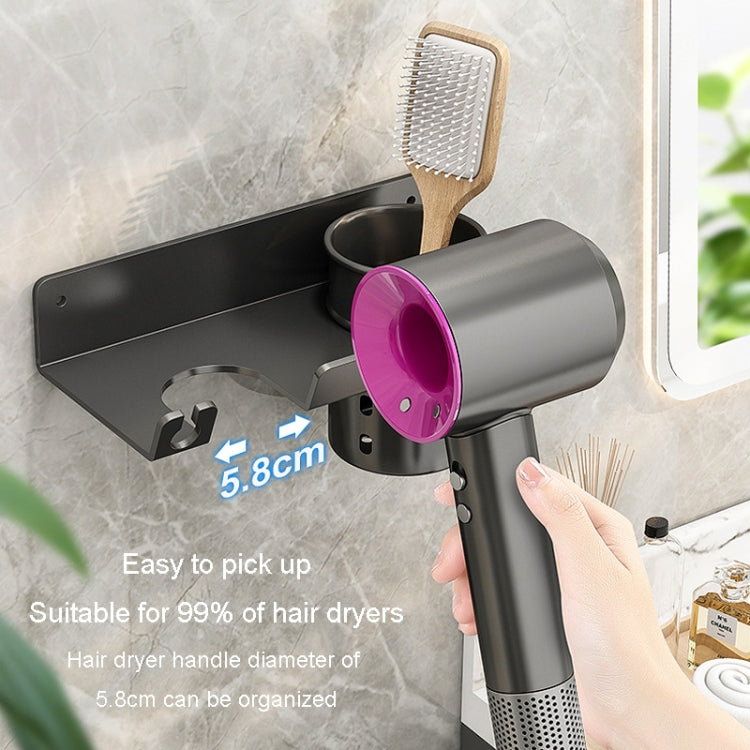 Bathroom Hair Dryer Rack Wall Mounted Soap Toiletries Shelf, With Hair Dryer Rack (White), With Hair Dryer Rack (Black), With Cup (White)