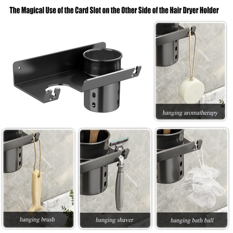 Bathroom Hair Dryer Rack Wall Mounted Soap Toiletries Shelf, With Hair Dryer Rack (White), With Hair Dryer Rack (Black), With Cup (White)
