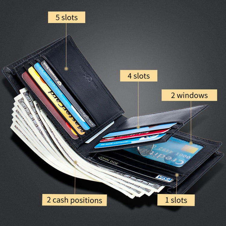 BULL CAPTAIN 0200 Large-capacity First-layer Cowhide Multi-card Slot Wallet RFID Anti-theft Card Holder